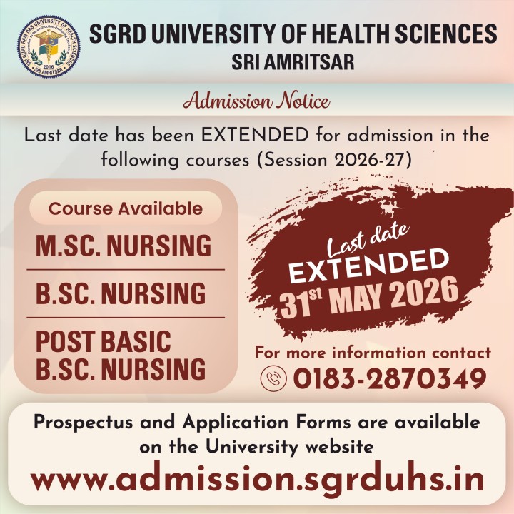 Sri Guru Ram Das University of Health Sciences | Last date extended for ...